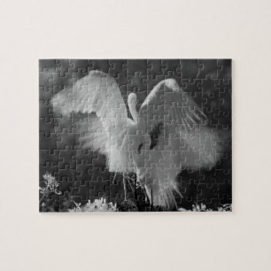 USA, Florida, Sillgarderob (Ardea alba) infraröd 3 Pussel