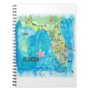 USA Florida statlig vintagekarta med viktig Anteckningsbok