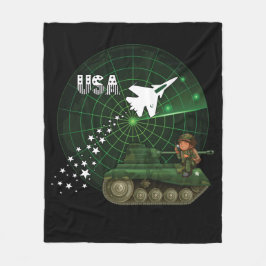 USA flygvapen, radar, jet, armé, tank, soldat Fleecefilt