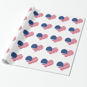 USA för Amerika flaggaamerikan hjärta Presentpapper