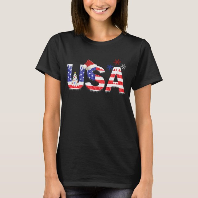 USA för jul T Shirt (Framsida)