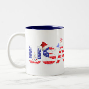 USA för jul Två-Tonad Mugg