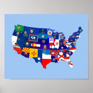 usa förenade stater america-republiken flagga kart poster