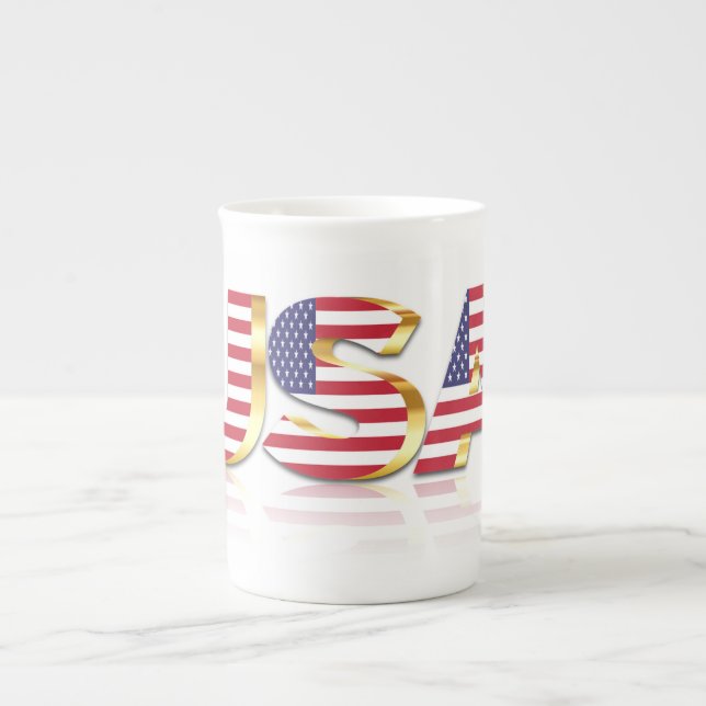 USA - Förenta staterna - Flagga - Patriotic  Benporslin Mugg (Framsidan)
