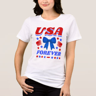 USA Forever Blå Gingham Slöja T Shirt