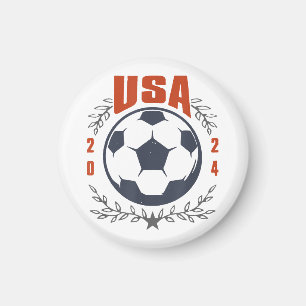 USA Fotboll 2024 Stjärnor & Lagerkrans Vintage Magnet