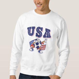 USA Fotboll Fan Tröja Shirt Amerikansk Flagga Lång Ärmad Tröja