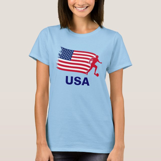USA Fotboll Flagga Tee Shirt (Framsida)