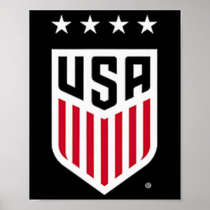 Usa Fotboll Fram Och Tillbaka Crest Navy Uswnt Off Poster