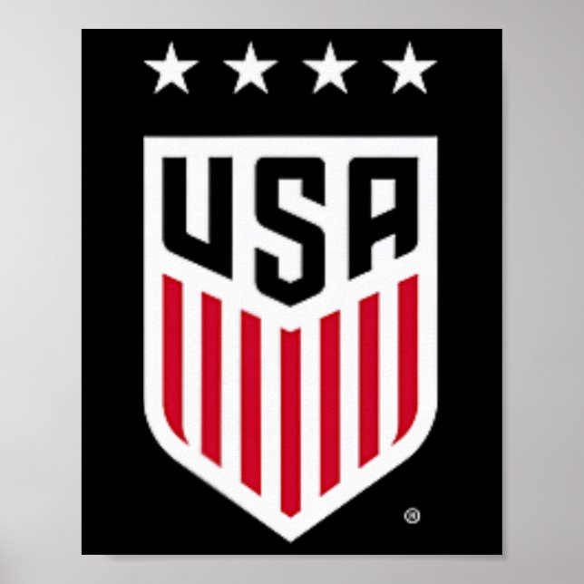 Usa Fotboll Fram Och Tillbaka Crest Navy Uswnt Off Poster (Framsidan)