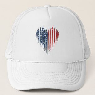 USA Fotboll Hjärtat Patriotisk Drip Flagga Jaktpla Keps