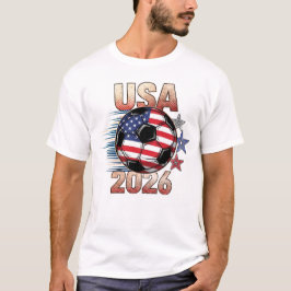 USA Fotboll med röda vita blåa stjärnor 2026 T Shirt