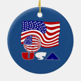 USA Fotboll och Flagga Julgransprydnad Keramik