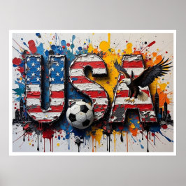 USA Fotboll Stadsscenario Oljemålning Stil Konst Poster