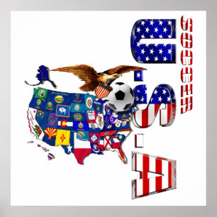 USA fotbollkarta Poster
