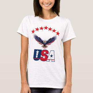 USA Fotbollsfan-tröja – Vit skallig örn & 7 stjärn T Shirt