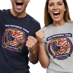 USA Fotbollsstjärna Dynamisk Atlet Sköld Grafisk K T Shirt