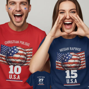 USA Fotbollsstjärnor och randigt patriotiskt grafi T Shirt