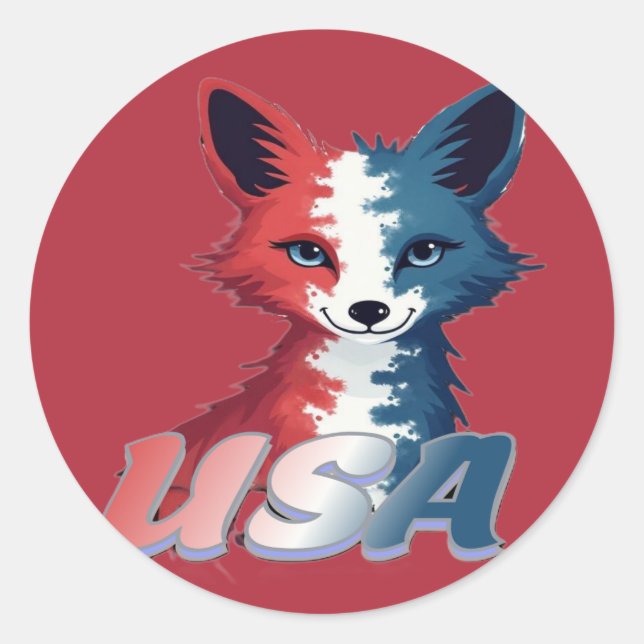 USA Fox Runt Klistermärke (Framsida)