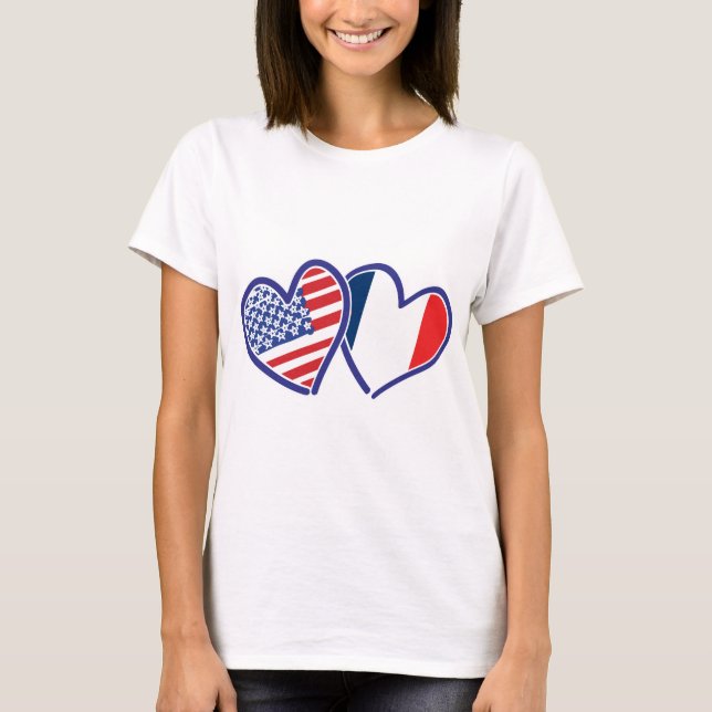 USA—Frankrike-Kärlek Tee (Framsida)