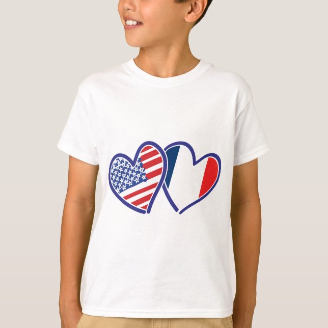 USA—Frankrike-Kärlek Tee (Framsida)