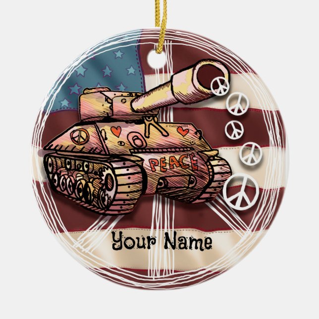 USA Freds Tank prydnad Julgransprydnad Keramik (Framsidan)