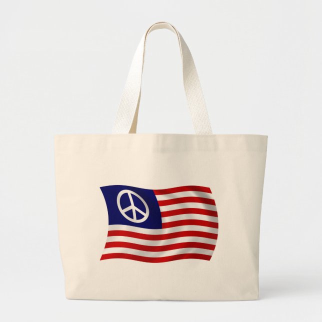 USA-Fredsteckenets Flagga Tote Bag Jumbo Tygkasse (Framsidan)