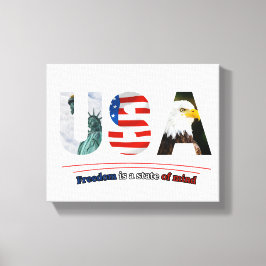 "USA – Freedom Is a State of Mind" Canvastryck
