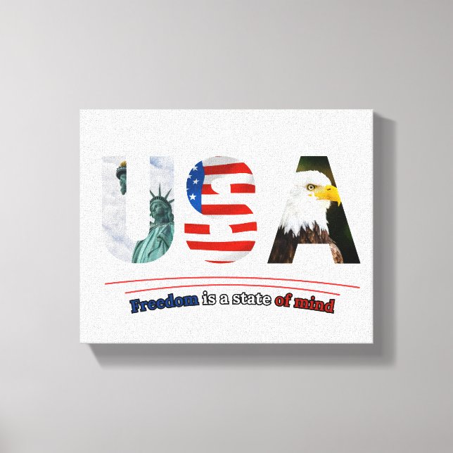 "USA – Freedom Is a State of Mind" Canvastryck (Framsida)