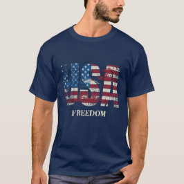 USA - FREEDOM  RED, WHITE, AND BLUE PATRIOTIC  T SHIRT