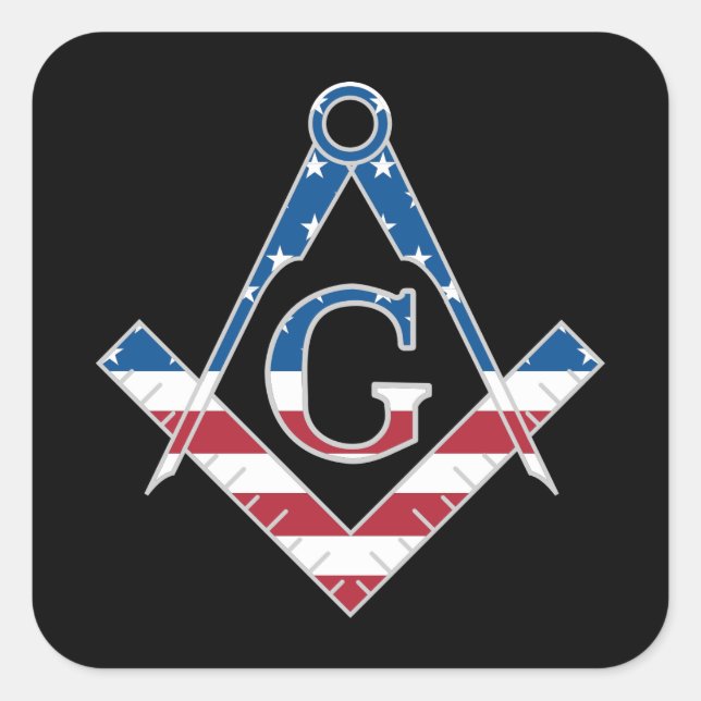 USA Freemasonic-symbol Fyrkantigt Klistermärke (Framsida)