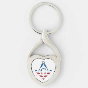 USA Freemasonic-symbol Twisted Heart Silverfärgad Nyckelring