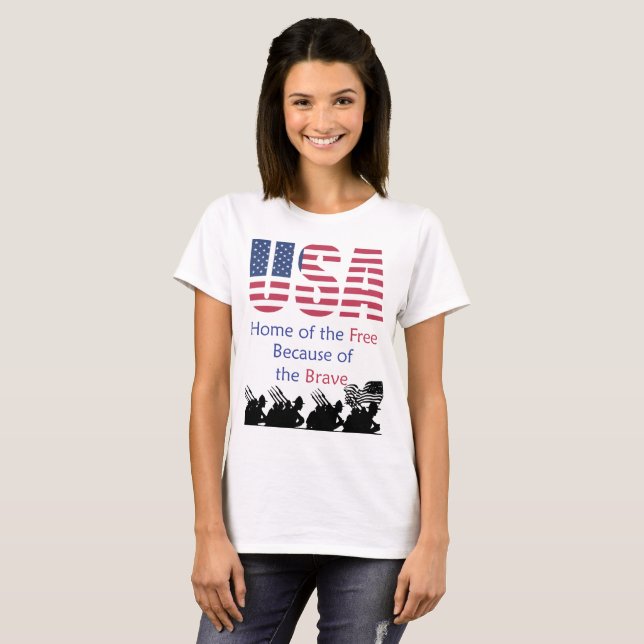 USA - Fria husets hem På grund av Modiga T Shirt (Hel framsida)