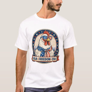 USA Frihet 250 Patriotisk Kyckling Fjärde Juli T Shirt