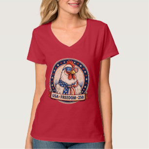 USA Frihet 250 Patriotisk Kyckling Fjärde Juli T Shirt