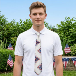USA Frihet Geometrisk Konst Röd Vit Blå Patriotisk Slips