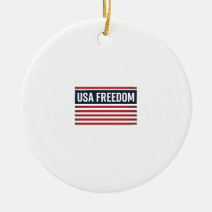 USA Frihet Patriotisk Flagga Stil Vektor Design_1 Julgransprydnad Keramik