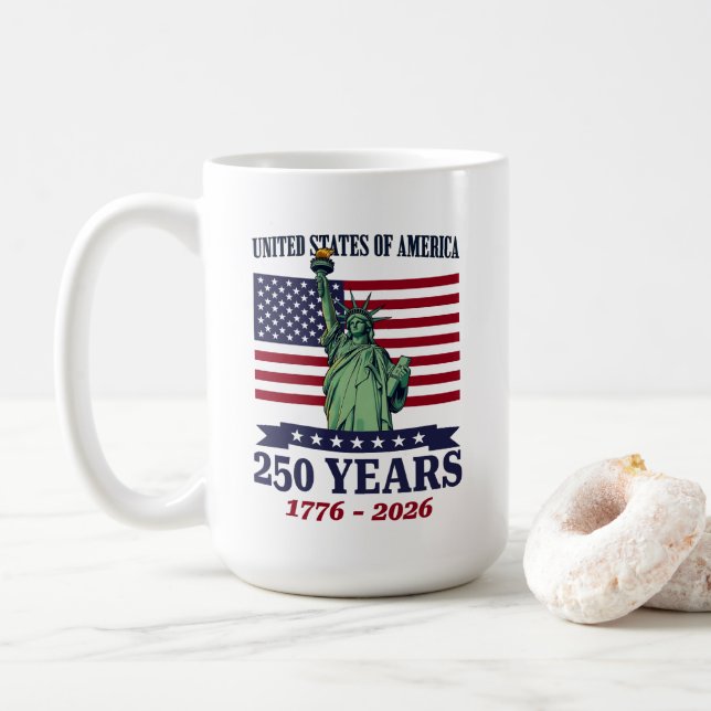 USA Frihetsgudinnan 250 år 1776-2026 Kaffemugg (Med munk)