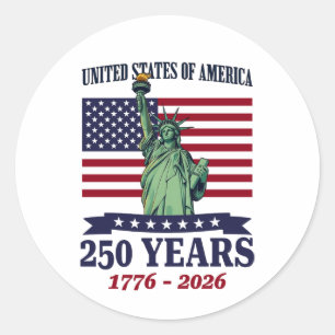 USA Frihetsgudinnan 250 år 1776-2026 Runt Klistermärke