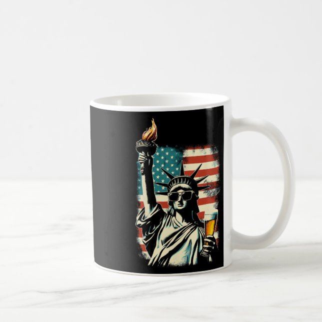 USA Frihetsgudinnan 4:e Juli Fest Öl Rolig Kaffemugg (Höger)