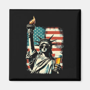 USA Frihetsgudinnan 4:e Juli Fest Öl Rolig Magnet
