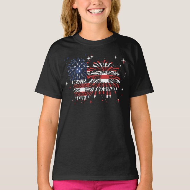 USA Fyrverkerier Independence day T-Shirt (Framsida)