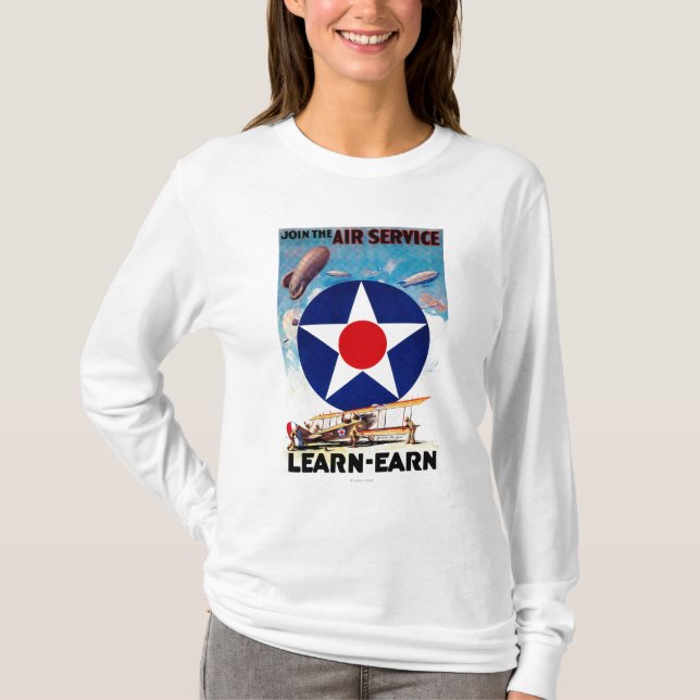 USA - gå med den tjänste- luften Lära-Tjänar T-shirt (Framsida)