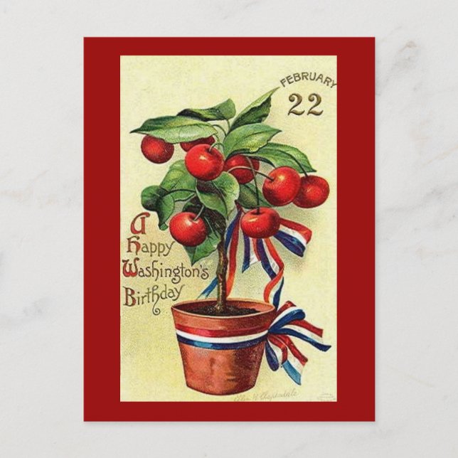 USA Geo Washington Birthday Vykort (Framsida)