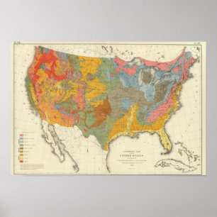 USA Geological Karta Poster