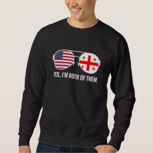 USA Georgia Flagga Sunglasses Georgienamerikaner Lång Ärmad Tröja