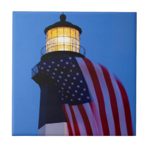 USA, Georgia, Tybee Island, Flagga flygande 2 Kakelplatta