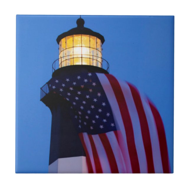 USA, Georgia, Tybee Island, Flagga flygande 2 Kakelplatta (Framsidan)