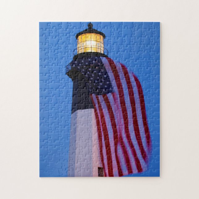 USA, Georgia, Tybee Island, Flagga flygande 2 Pussel (Vertikal)
