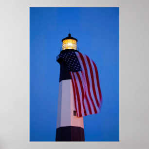 USA, Georgia, Tybee Island, Flagga flyger 2 Poster